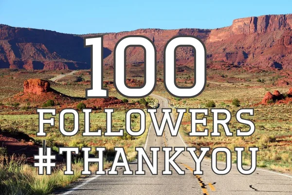 100 followers sign - social media milestone banner. Online community thank you note. 100 likes.