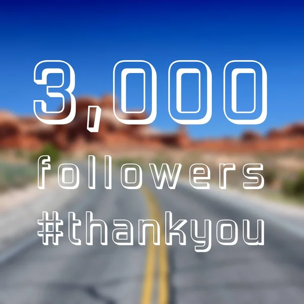 3000 followers sign - social media milestone thank you banner. Online community note. 3k likes.