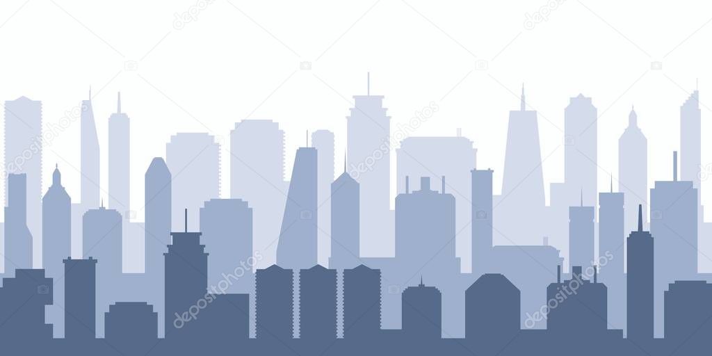 Vector cityscape. Modern city illustration - skyscraper skyline.