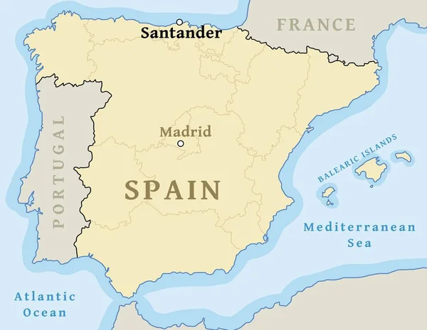 Santander Harita Konumu Spanya Vektör Çizim Haritası Üzerinde Şehir Bulmak — Stok Vektör