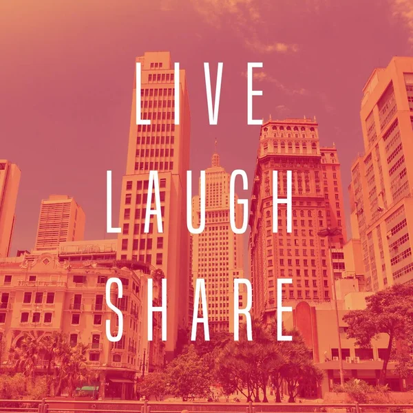 Live Laugh Share Happy Slogan Motivational Poster Greeting Card — Stock Photo, Image