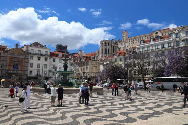 Lisbonne Portugal Juin 2018 Les Gens Visitent Place Rossio Lisbonne — Photo