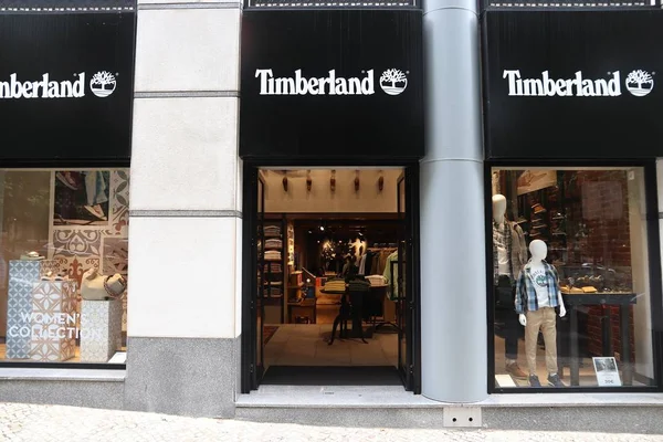 Lisbon Portugal Juni 2018 Timberland Mode Winkel Avenida Liberdade Liberty — Stockfoto