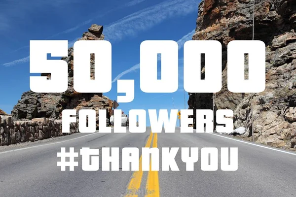 50000 followers - social media milestone banner. Online community thank you note. 50k likes.