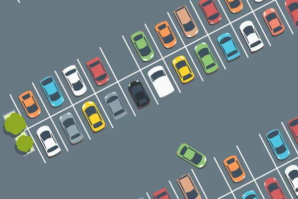 Εμπορικό Κέντρο Στάθμευσης Αυτοκινήτων Διάνυσμα Σταθμευμένα Αυτοκίνητα Απλή Εικονογράφηση — Διανυσματικό Αρχείο