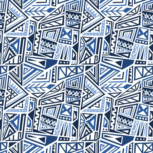 Boho Pattern Vector Modedesign Ethnischen Stil Nahtlose Hintergrundkachel Blaue Farben — Stockvektor