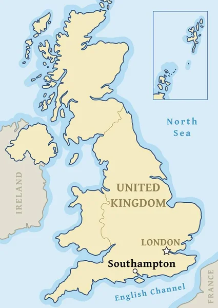 サウサンプトンの地図の場所 イギリス イギリスのマップ でマークされている都市 ベクトル図 — ストックベクタ