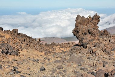 İspanya 'nın Tenerife Adası' ndaki Teide Ulusal Parkı 'nın volkanik manzarası.