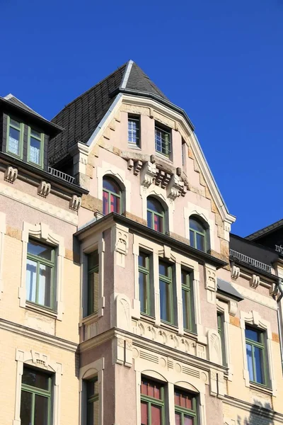 Chemnitz Altes Wahrzeichen Straßenansicht Der Wohnarchitektur Deutschland Mehrfamilienhäuser Stadtteil Kasberg — Stockfoto