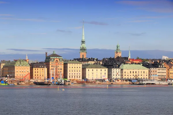 Stockholmská Ranní Obloha Švédsku Gamla Stan Nábřeží Staré Město — Stock fotografie