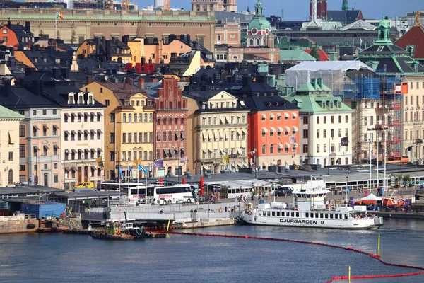 Stockholm Sweden August 2018 Gamla Stan Old Town Waterfront Stockholm — Stock Photo, Image