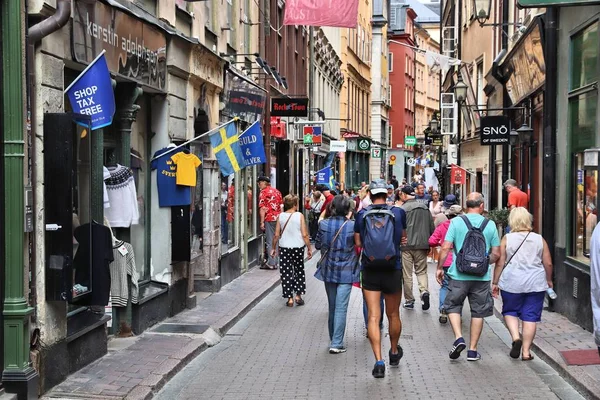 Stockholm Suécia Agosto 2018 Pessoas Fazem Compras Gamla Stan Cidade — Fotografia de Stock