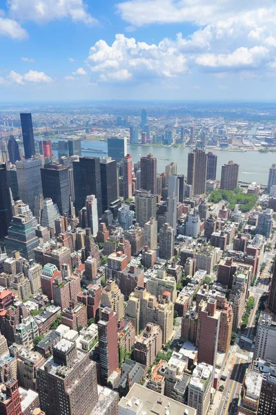 New York City Flygfoto Med Midtown Manhattan Och Queens — Stockfoto