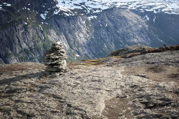 Noorwegen Wandelpad Cairns Markering Bergketen Hordaland County Troll Tong Parcours — Stockfoto