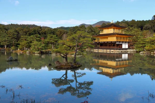 Kjótský Chrám Golden Pavilion Kinkakuji Krásný Chrám Architektura Japonsku Světového — Stock fotografie