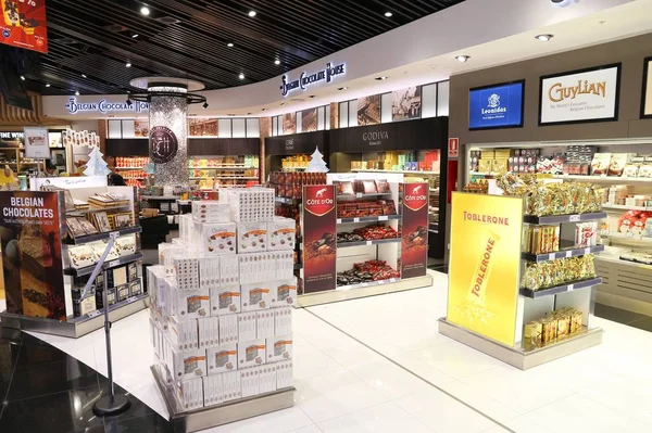 Brussels Belgium November 2016 Belgian Chocolates Duty Free Shop Brussels — Stock Photo, Image