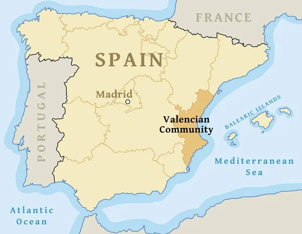 Comunidad Valenciana ubicación — Vector de stock