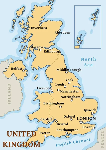 Carte des villes britanniques — Image vectorielle