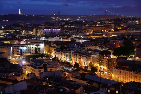 Lissabon nacht stad — Stockfoto