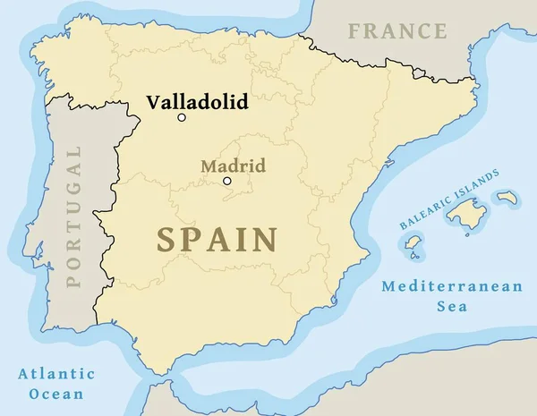 Valladolid map location — Stock Vector