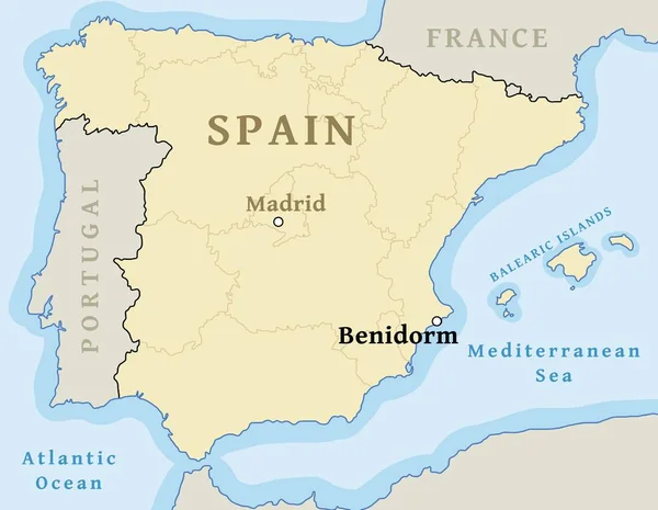 Ubicazione della mappa di Benidorm — Vettoriale Stock