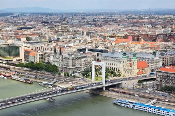 Budapešťské Město Maďarsko Hlavní Městský Letecký Výhled Staré Město Pešť — Stock fotografie