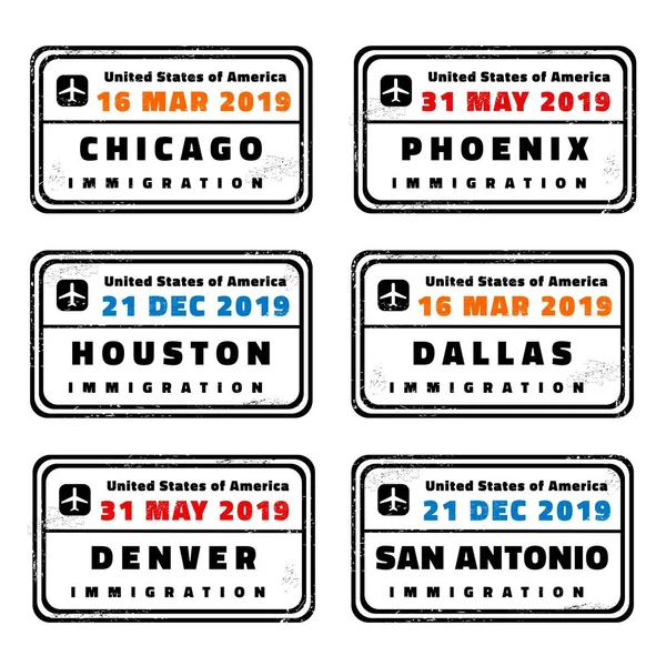 Carimbos de passaporte dos EUA — Vetor de Stock