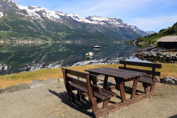 Mesa de picnic Noruega — Foto de Stock