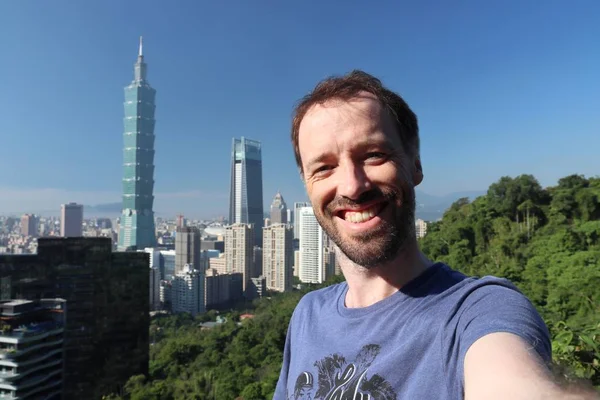 Taipei turystyczne selfie — Zdjęcie stockowe