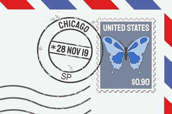 Carimbo postal de Chicago — Vetor de Stock