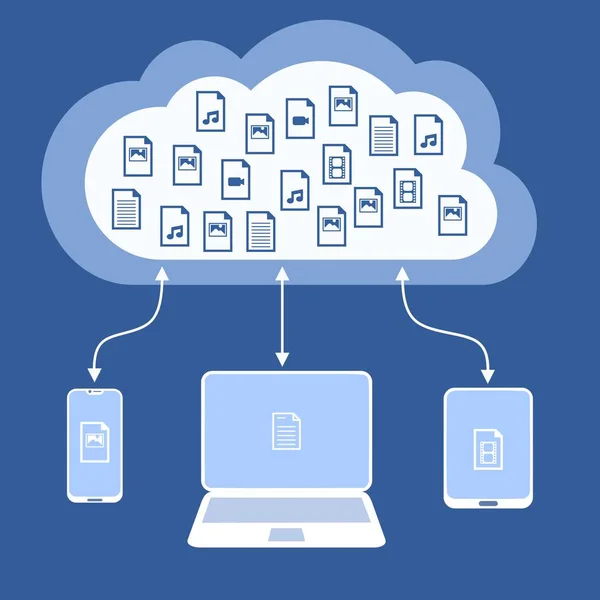 Multimédia v oblaku — Stockový vektor