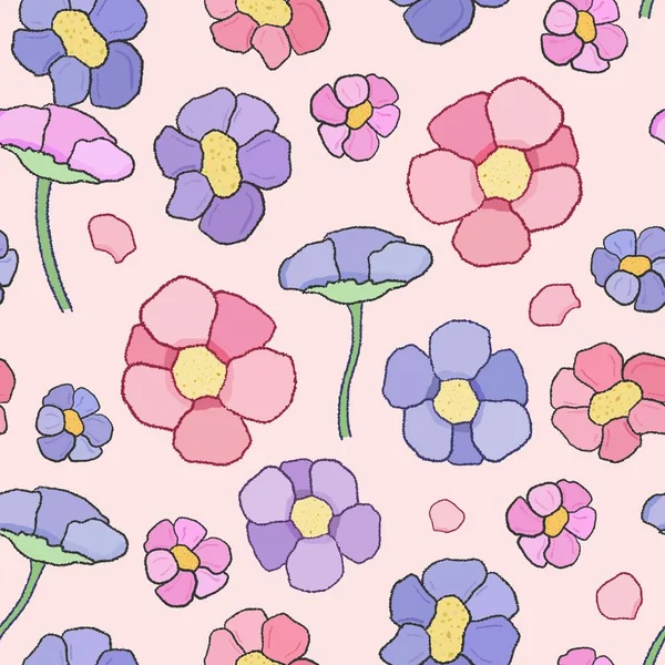 お花のテキスタイル パターン — Stockový vektor