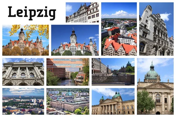 Leipzig Almanya kartpostalı — Stok fotoğraf