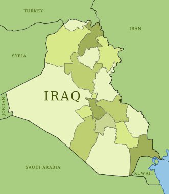 Taşralı (Valili) Irak Haritası (çeşitli renkler)