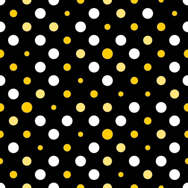 Naadloze Polka Dot Textuur Wit Geel Zwart Retro Polka Punten — Stockvector