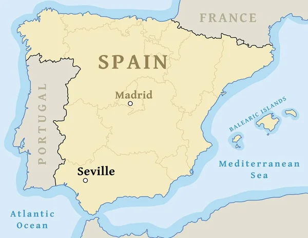 塞维利亚地图位置在西班牙地图上找到城市 矢量图解 — 图库矢量图片