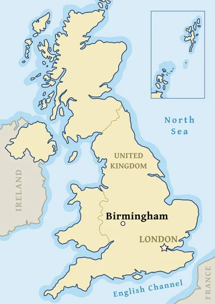 Birmingham Wielka Brytania Mapa Lokalizacja Miasto Oznaczone Wielka Brytania Mapa — Wektor stockowy