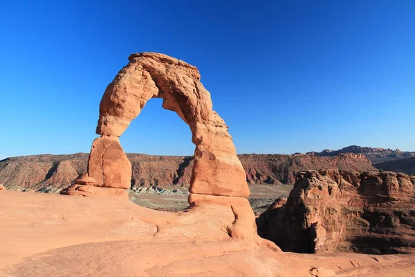 Delicate Arch Utah Punto Referencia Natural Parque Nacional Arches Paisaje — Foto de Stock