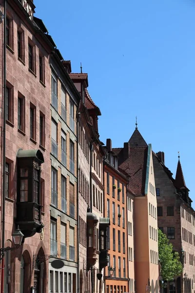 Norimberská Městská Ulice Německo Tradiční Zpola Roubená Architektura — Stock fotografie