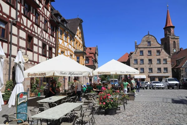 Furth Alemanha Maio 2018 Pessoas Visitam Marktplatz Também Conhecido Como — Fotografia de Stock