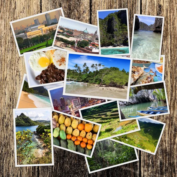 Filippijnen Foto Stack Reizen Plaats Oriëntatiepunt Foto Collage — Stockfoto