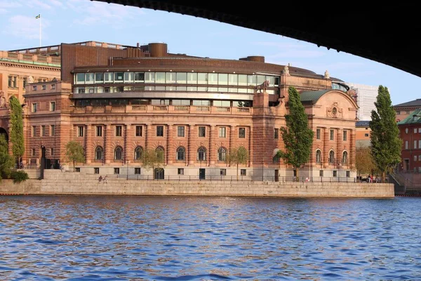 Riksdag Parlement Van Zweden Gebouw Stockholm Zonsondergang Licht — Stockfoto
