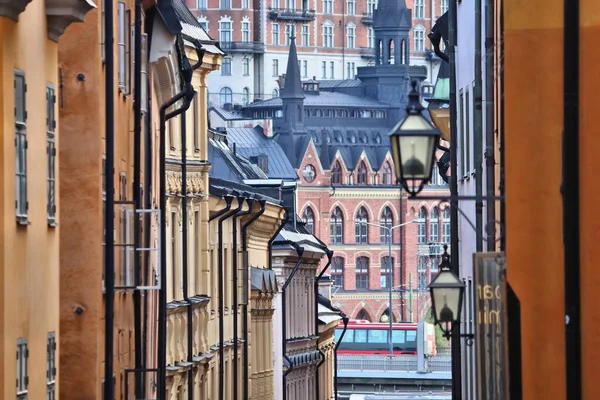 Sveç Teki Stockholm Eski Kasabası Gamla Stan Ilçesinin Sokak Manzarası — Stok fotoğraf