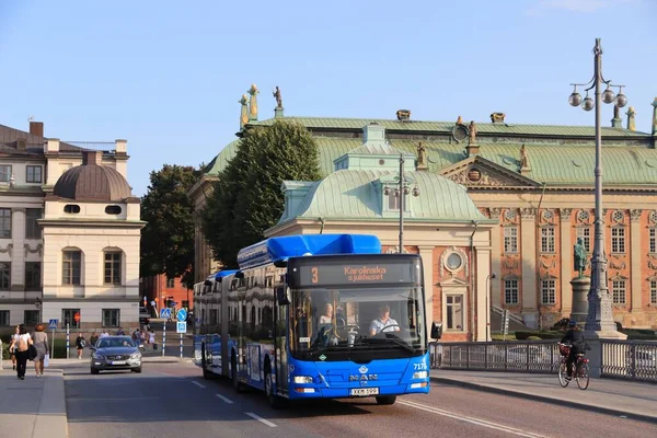 Stockholm Sweden Sierpnia 2018 Autobus Miejski Sztokholmie Szwecja Autobusy Obsługiwane — Zdjęcie stockowe