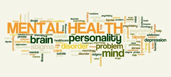 Mental Health Word Cloud Sign Mental Health Concepts Issues — Stock Photo, Image