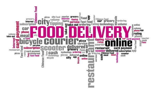 Food Delivery Concept Restaurant Food Delivery Word Cloud Collage — Stock Photo, Image