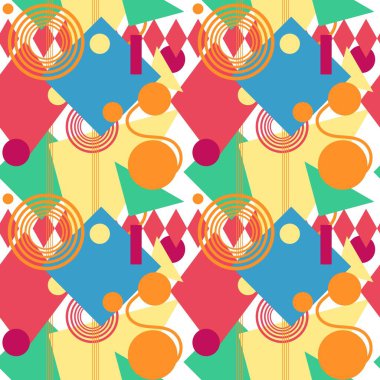 Kusursuz 2000 'ler tarzı vektör modeli. Soyut geometrik tekstil baskı tasarımı.