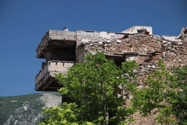 Ciudad Mostar Bosnia Herzegovina Daños Históricos Guerra 1990 Agujeros Bala —  Fotos de Stock