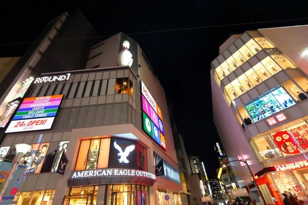 Tokio Japan November 2016 Einkaufsstraße Tokioter Stadtteil Ikebukuro Bei Nacht — Stockfoto