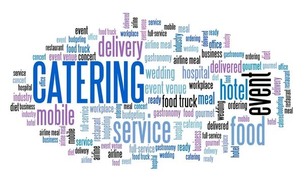 Catering words collage. Event catering business word cloud sign.